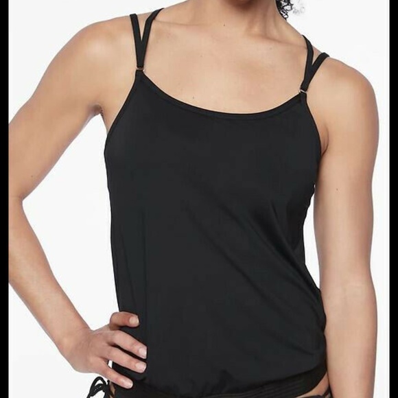 Athleta Cross Back Tankini Swim Top Black 32B/C - Picture 4 of 6